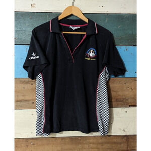 Bowling Polo Shirt NC Charlotte Short Sleeve USA Made Black Checkered XL A